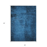 Homeroots 3' X 5' Navy Blue Abstract Washable Non Skid Indoor Outdoor Area Rug Navy Polyester 562707