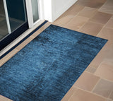 Homeroots 3' X 5' Navy Blue Abstract Washable Non Skid Indoor Outdoor Area Rug Navy Polyester 562707