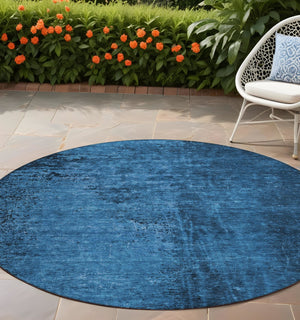 Homeroots 8' Runner Stylish Abstract Washable Non-skid Indoor Outdoor Rug For Kids And Pets - Stain Resistant 8' Round Polyester 562709