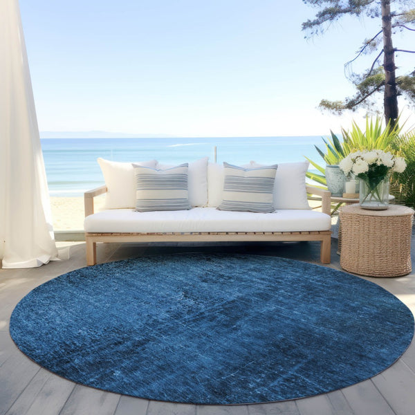 Homeroots 8' Runner Stylish Abstract Washable Non-skid Indoor Outdoor Rug For Kids And Pets - Stain Resistant 8' Round Polyester 562709