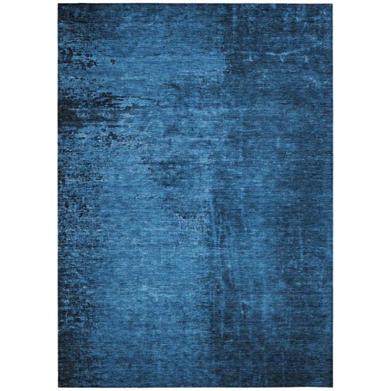 HomeRoots 9 X 12 Navy Abstract Indoor Outdoor Area Rug Machine Washable Low Pile Non Skid 562711