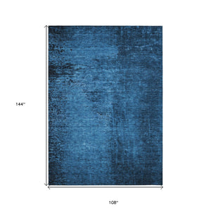 Homeroots 9' X 12' Navy Blue Abstract Washable Non Skid Indoor Outdoor Area Rug Navy Polyester 562711
