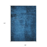 Homeroots 9' X 12' Navy Blue Abstract Washable Non Skid Indoor Outdoor Area Rug Navy Polyester 562711