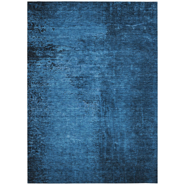 Homeroots 10' X 14' Navy Blue Abstract Washable Non Skid Indoor Outdoor Area Rug Navy Polyester 562712