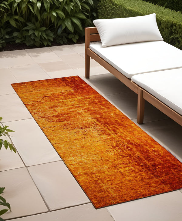 Homeroots 8' Runner Stylish Abstract Washable Non-skid Indoor Outdoor Rug For Kids And Pets - Stain Resistant Paprika Polyester 562714