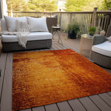 Homeroots 3' X 5' Orange Abstract Washable Non Skid Indoor Outdoor Area Rug Paprika Polyester 562716