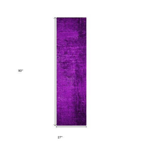 Homeroots 8' Runner Stylish Abstract Washable Non-skid Indoor Outdoor Rug For Kids And Pets - Stain Resistant Purple Polyester 562723