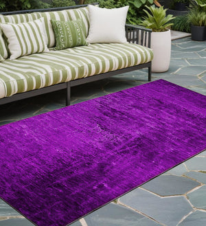 Homeroots 8' Runner Stylish Abstract Washable Non-skid Indoor Outdoor Rug For Kids And Pets - Stain Resistant Purple Polyester 562723