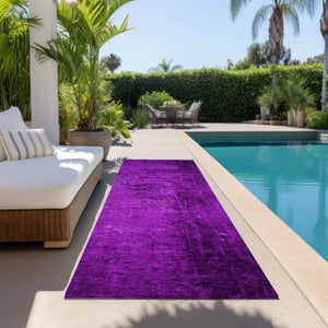 Homeroots 8' Runner Stylish Abstract Washable Non-skid Indoor Outdoor Rug For Kids And Pets - Stain Resistant Purple Polyester 562723