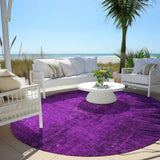 Homeroots 8' Round Purple Round Abstract Washable Non Skid Indoor Outdoor Area Rug Purple Polyester 562727