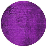 Homeroots 8' Round Purple Round Abstract Washable Non Skid Indoor Outdoor Area Rug Purple Polyester 562727