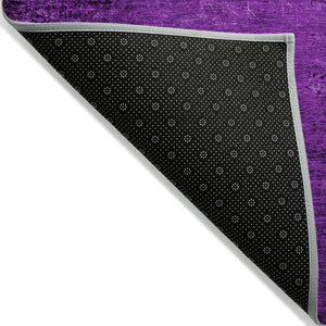 Homeroots 8' Round Purple Round Abstract Washable Non Skid Indoor Outdoor Area Rug Purple Polyester 562727