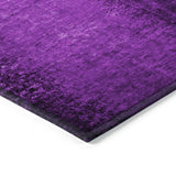 Homeroots 8' Round Purple Round Abstract Washable Non Skid Indoor Outdoor Area Rug Purple Polyester 562727