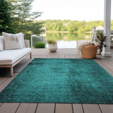 Homeroots 3' X 5' Teal Abstract Washable Non Skid Indoor Outdoor Area Rug Teal Polyester 562734