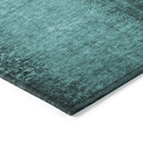 Homeroots 3' X 5' Teal Abstract Washable Non Skid Indoor Outdoor Area Rug Teal Polyester 562734