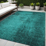 Homeroots 5' X 8' Teal Abstract Washable Non Skid Indoor Outdoor Area Rug Teal Polyester 562735