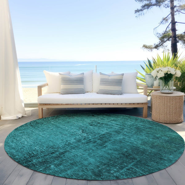 Homeroots 8' Runner Stylish Abstract Washable Non-skid Indoor Outdoor Rug For Kids And Pets - Stain Resistant 8' Round Polyester 562736