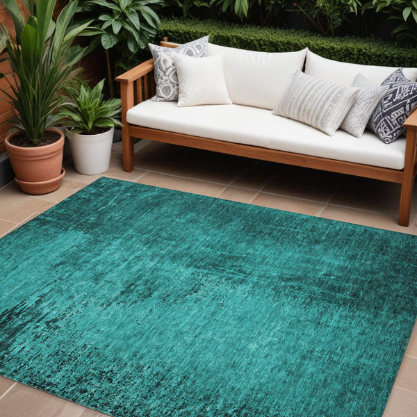 Homeroots 8' Runner Stylish Abstract Washable Non-skid Indoor Outdoor Rug For Kids And Pets - Stain Resistant 10' X 14' Polyester 562739
