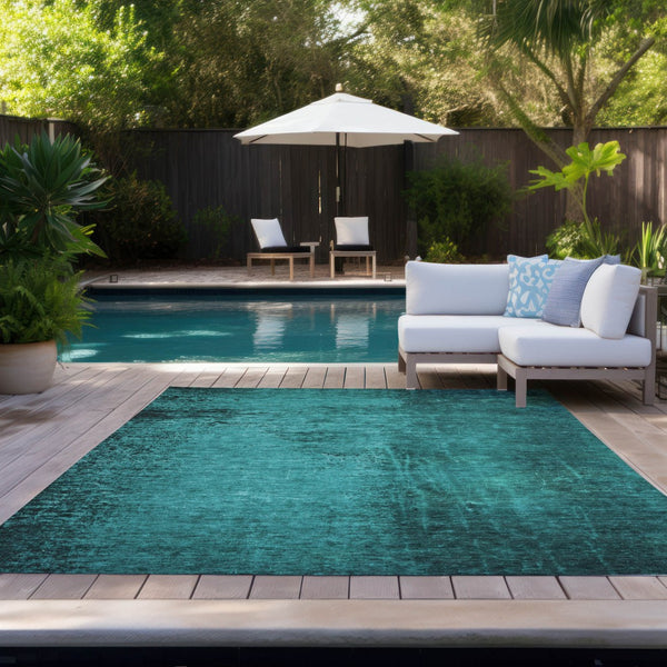 Homeroots 8' Runner Stylish Abstract Washable Non-skid Indoor Outdoor Rug For Kids And Pets - Stain Resistant 10' X 14' Polyester 562739