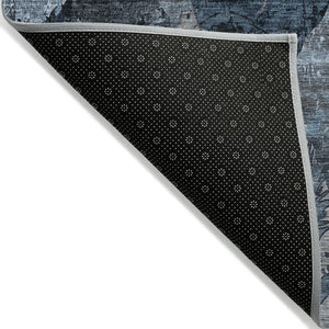 Homeroots 2' Indoor Outdoor Blue Abstract Washable Runner Rug - Stylish, Stain Resistant, And Soft Texture 3' X 5' Polyester 562743