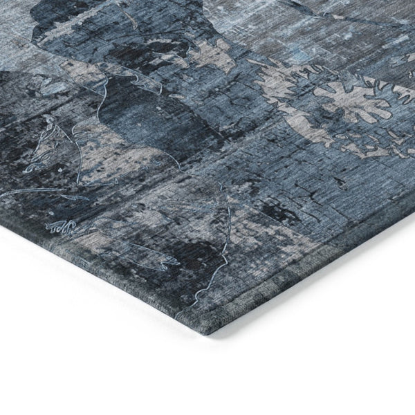 Homeroots 2' Indoor Outdoor Blue Abstract Washable Runner Rug - Stylish, Stain Resistant, And Soft Texture 3' X 5' Polyester 562743