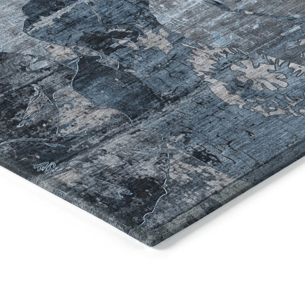 HomeRoots 5' Vibrant Blue Floral Washable Area Rug for Indoor & Outdoor Spaces - Durable, Stylish & Easy Care 9' X 12' 562747
