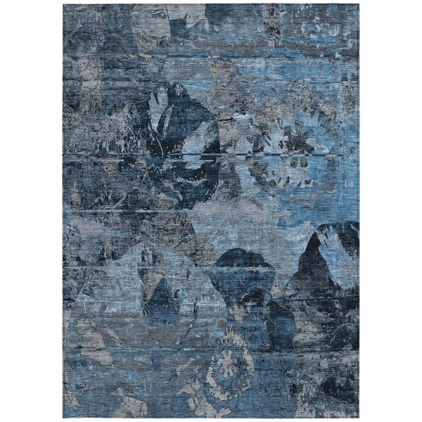 HomeRoots 5' Vibrant Blue Floral Washable Area Rug for Indoor & Outdoor Spaces - Durable, Stylish & Easy Care 9' X 12' 562747