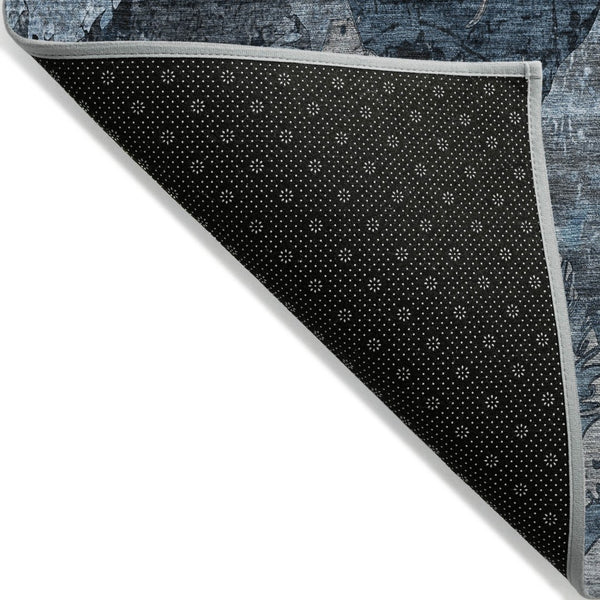 Homeroots 2' Indoor Outdoor Blue Abstract Washable Runner Rug - Stylish, Stain Resistant, And Soft Texture 10' X 14' Polyester 562748