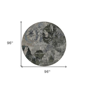 Homeroots 2' Indoor Outdoor Blue Abstract Washable Runner Rug - Stylish, Stain Resistant, And Soft Texture 8' Round Polyester 562754