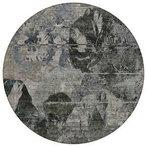HomeRoots 5' Vibrant Blue Floral Washable Area Rug for Indoor & Outdoor Spaces - Durable, Stylish & Easy Care 8' Round 562754