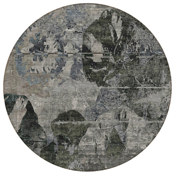 HomeRoots 5' Vibrant Blue Floral Washable Area Rug for Indoor & Outdoor Spaces - Durable, Stylish & Easy Care 8' Round 562754