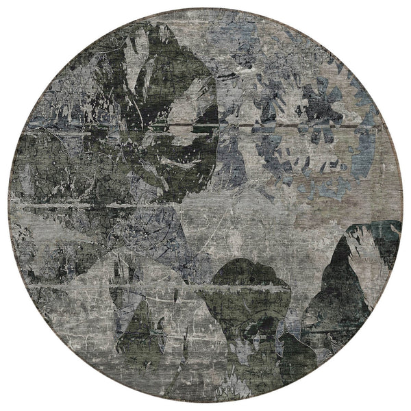 Homeroots 2' Indoor Outdoor Blue Abstract Washable Runner Rug - Stylish, Stain Resistant, And Soft Texture 8' Round Polyester 562754