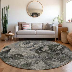 Homeroots 2' Indoor Outdoor Blue Abstract Washable Runner Rug - Stylish, Stain Resistant, And Soft Texture 8' Round Polyester 562754
