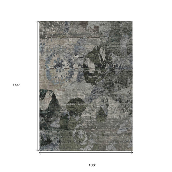 HomeRoots 5' Vibrant Blue Floral Washable Area Rug for Indoor & Outdoor Spaces - Durable, Stylish & Easy Care 9' X 12' 562756