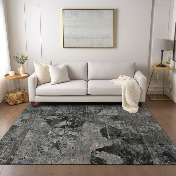 HomeRoots 5' Vibrant Blue Floral Washable Area Rug for Indoor & Outdoor Spaces - Durable, Stylish & Easy Care 9' X 12' 562756