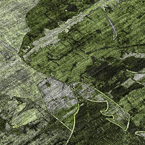 Homeroots 2' Indoor Outdoor Blue Abstract Washable Runner Rug - Stylish, Stain Resistant, And Soft Texture Green Polyester 562759