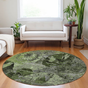 HomeRoots 5' Vibrant Blue Floral Washable Area Rug for Indoor & Outdoor Spaces - Durable, Stylish & Easy Care 8' Round 562763