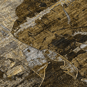 Homeroots 2' Indoor Outdoor Blue Abstract Washable Runner Rug - Stylish, Stain Resistant, And Soft Texture Mocha Polyester 562768