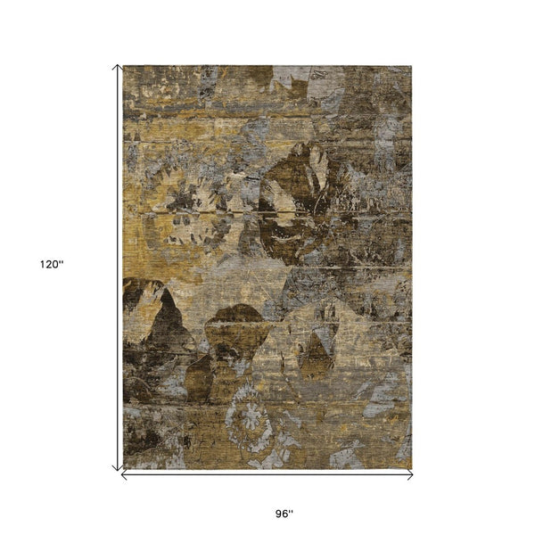 HomeRoots 5' Vibrant Blue Floral Washable Area Rug for Indoor & Outdoor Spaces - Durable, Stylish & Easy Care 8' X 10' 562773