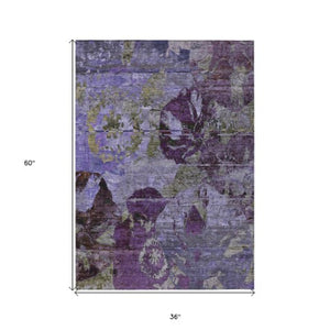 Homeroots 2' Indoor Outdoor Blue Abstract Washable Runner Rug - Stylish, Stain Resistant, And Soft Texture 3' X 5' Polyester 562779