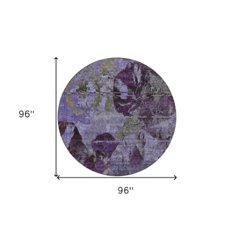 Homeroots 2' Indoor Outdoor Blue Abstract Washable Runner Rug - Stylish, Stain Resistant, And Soft Texture 8' Round Polyester 562781