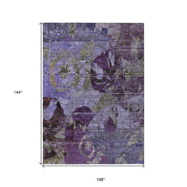 HomeRoots 5' Vibrant Blue Floral Washable Area Rug for Indoor & Outdoor Spaces - Durable, Stylish & Easy Care 9' X 12' 562783