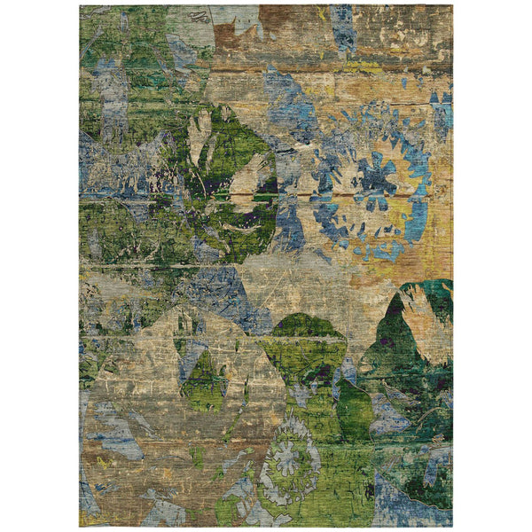 Homeroots 2' Indoor Outdoor Blue Abstract Washable Runner Rug - Stylish, Stain Resistant, And Soft Texture 5' X 8' Polyester 562789