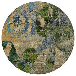 HomeRoots 5' Vibrant Blue Floral Washable Area Rug for Indoor & Outdoor Spaces - Durable, Stylish & Easy Care 8' Round 562790