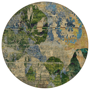 HomeRoots 5' Vibrant Blue Floral Washable Area Rug for Indoor & Outdoor Spaces - Durable, Stylish & Easy Care 8' Round 562790