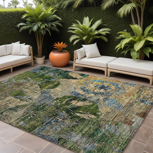 HomeRoots 5' Vibrant Blue Floral Washable Area Rug for Indoor & Outdoor Spaces - Durable, Stylish & Easy Care 8' X 10' 562791