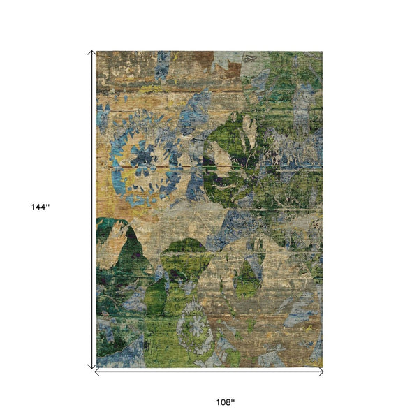 HomeRoots 5' Vibrant Blue Floral Washable Area Rug for Indoor & Outdoor Spaces - Durable, Stylish & Easy Care 9' X 12' 562792
