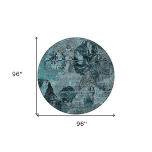 HomeRoots 5' Vibrant Blue Floral Washable Area Rug for Indoor & Outdoor Spaces - Durable, Stylish & Easy Care 8' Round 562799