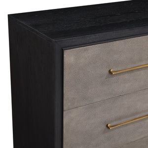 English Elm 1pc Modern Geometric Chest of Drawers with High-Gloss Finish, Sleek Hardware, Spacious Storage and Style Brown 40.75 L x 20.88 W x 52.38 H B2741P325732