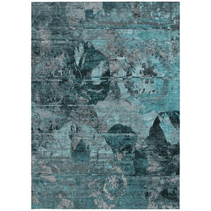 HomeRoots 5' Vibrant Blue Floral Washable Area Rug for Indoor & Outdoor Spaces - Durable, Stylish & Easy Care 9' X 12' 562801